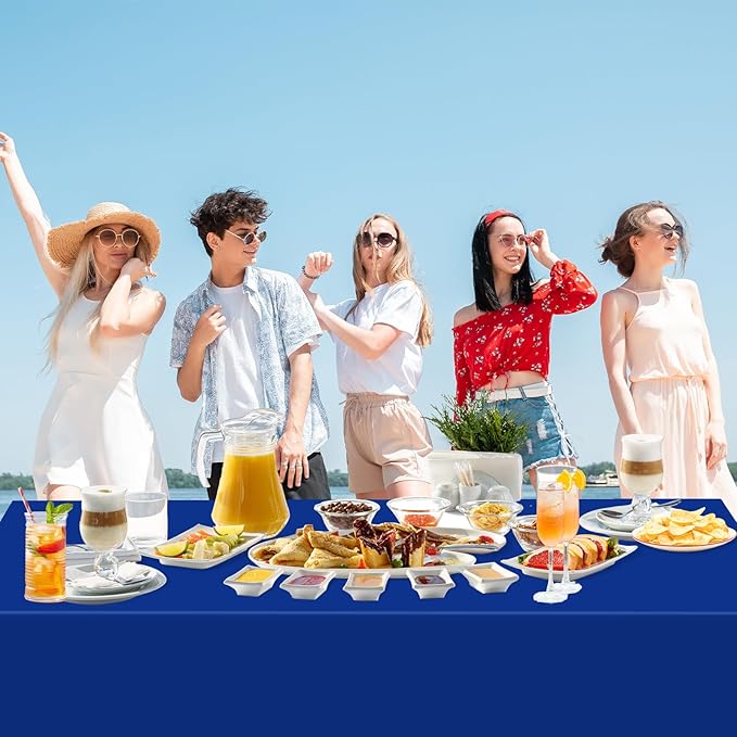 WNINK 6 Pack Royal Blue Tablecloths Disposable Table Covers 54" x 108" Table Cloths for BBQ Birthday Picnic Bridal Shower Wedding Plastic Table Cloths for Parties Fits 6 to 8 Foot Rectangle Tables