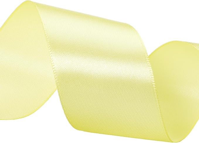 ATRBB 25 Yards 1-1/2 inch Wide Satin Ribbon Perfect for Wedding,Handmade Bows and Gift Wrapping(Light Yellow)