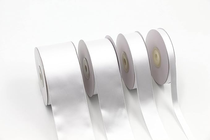 2 Inch X 25 Yards Single Face Solid Color Satin Ribbon Roll, Ribbons Great for Gift Wrapping, Crafts, Wedding Party Decoration, Hair Bows Making and Other Sewing Projects (2" X 25 Yards, White)