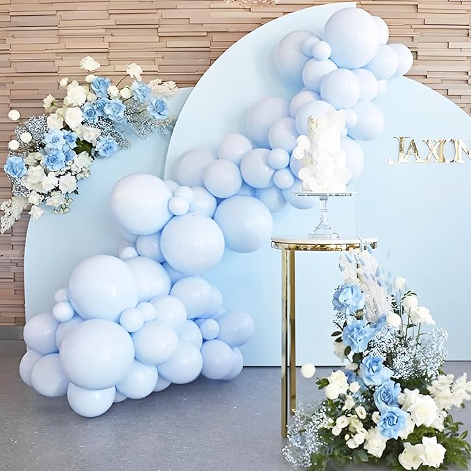90pack Light Blue Balloons Different Size 18/12/10/5 Inch Baby Blue Balloon Garland Arch Kit for Boys Girls Birthday Party, Baby Shower, Wedding, Gender Reveal, Baby Shower Decorations