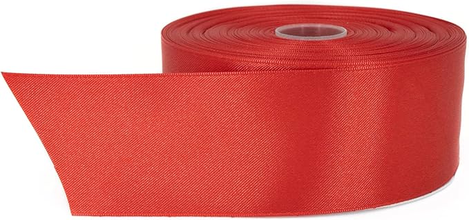 Red Satin Ribbon Roll - 2" x 50 Yards, Double Face Solid Color, Thick & Durable, 100% Polyester for Gift Wrapping, Crafts, Hair & Decorations