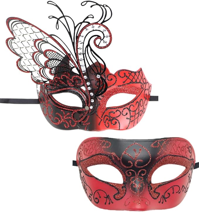 Coolwife Couples Masquerade Masks Metal Venetian Mardi Gras Party Evening Prom Costume Mask