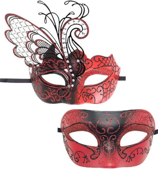 Coolwife Couples Masquerade Masks Metal Venetian Mardi Gras Party Evening Prom Costume Mask