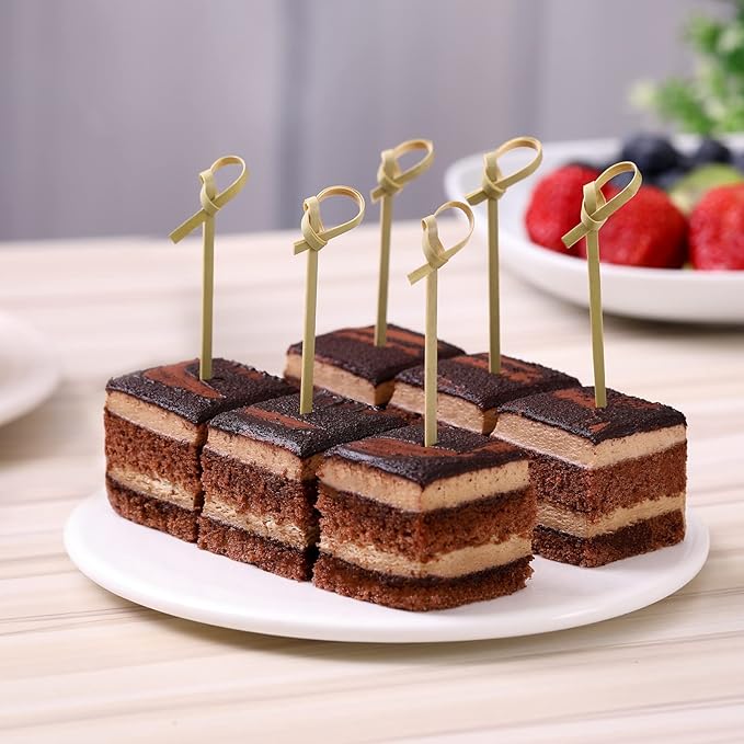 400 PCS Cocktail Picks, 4.7 Inch Toothpicks for Appetizers, Natural Bamboo Knot Skewers, Mini Food Sticks, Fancy Tooth Picks for Drinks,Fruit,Charcuterie,Cocktail Garnish Accessories, Party Supplies