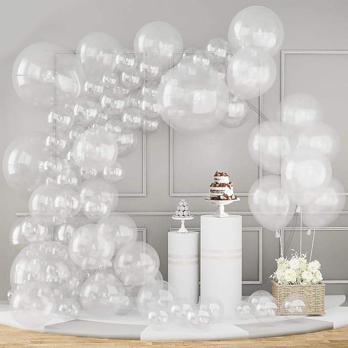 Labeol Clear Balloons Different Sizes 151PCS 18/12/10/5 Inch Clear Balloon Garland Arch Kit Quality Transparent Latex Balloons Decorations for Party Birthday Graduation Wedding