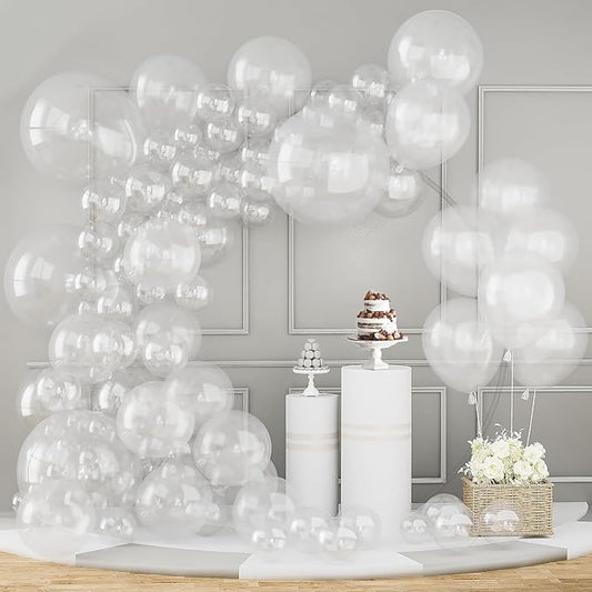 Labeol Clear Balloons Different Sizes 151PCS 18/12/10/5 Inch Clear Balloon Garland Arch Kit Quality Transparent Latex Balloons Decorations for Party Birthday Graduation Wedding