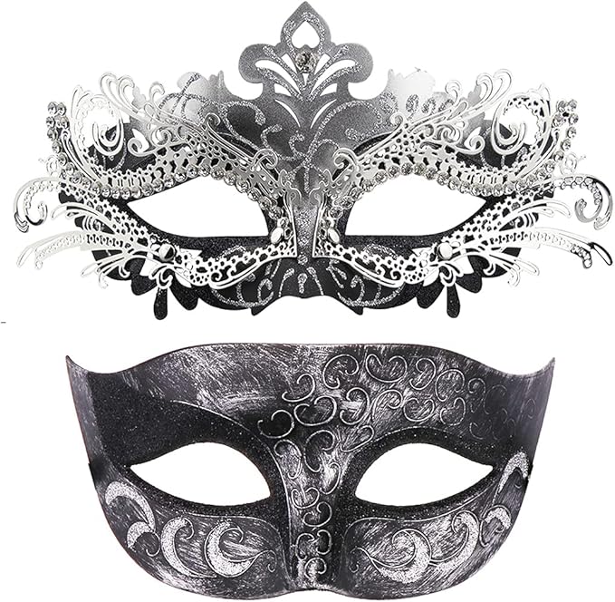 Coddsmz Couple Masquerade Mask Set - Venetian & Mardi Gras Mask for Women & Men
