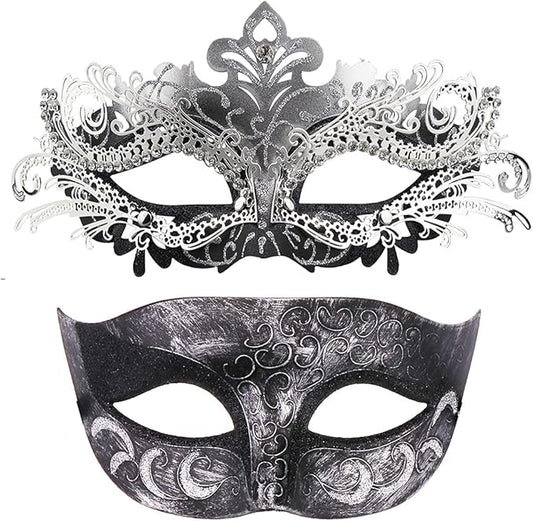 Coddsmz Couple Masquerade Mask Set - Venetian & Mardi Gras Mask for Women & Men