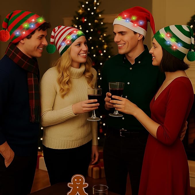 Christmas Light Up Beanie Funny Warm Winter Hats, for Adults Women Men Teens