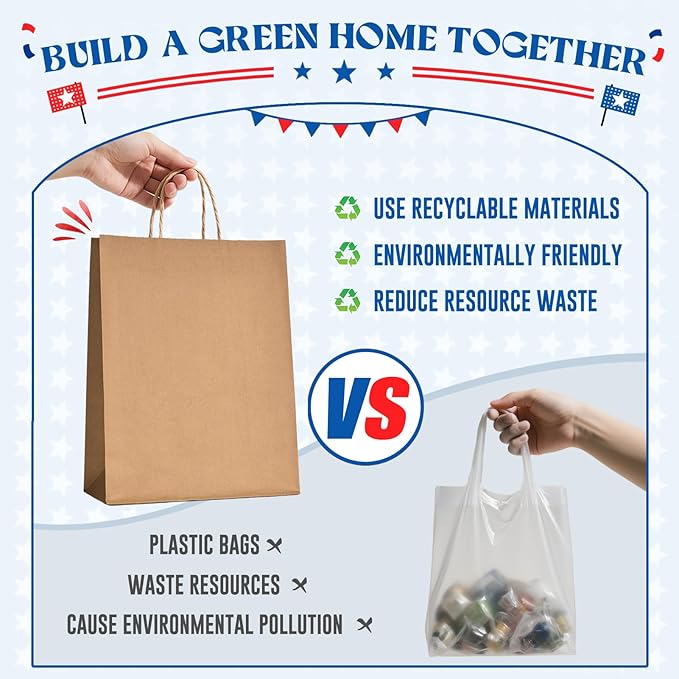 MESHA 600 Pcs Kraft Brown Paper Bags 10X5X13 Inch Large Gift Shopping Bags with Handles Bulk for Birthday,Wedding,Party,Favor,Grocery,Small Business