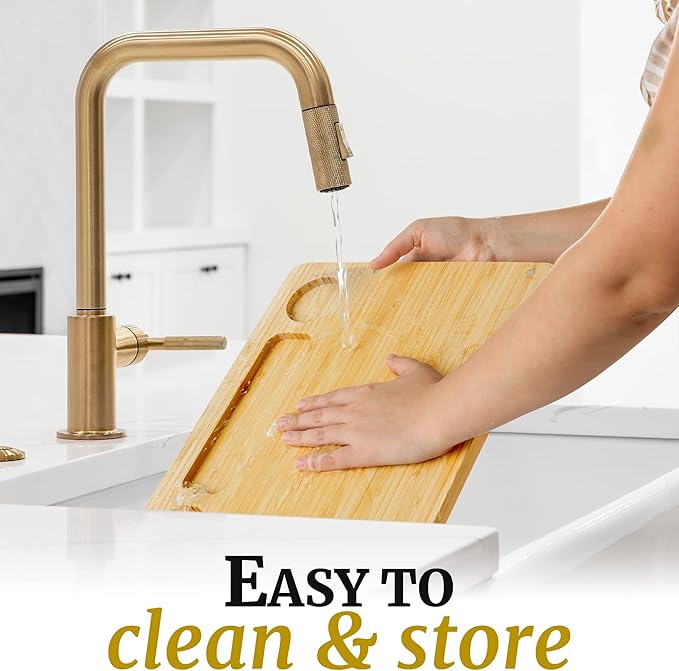 Zulay Kitchen Premium Bamboo Charcuterie Board Set - Extra Thick Bamboo with 4 Piece Knife Set - Perfect for Charcuterie, Wine and Cheese