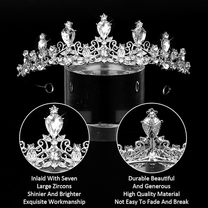 CURASA Tiara And Crown For Women Girls Sliver Princess Crowns Rhinestone Fairy Metal Headband Crystal Tiaras For Wedding Bridal Birthday Party Costume Prom Hair Accessories
