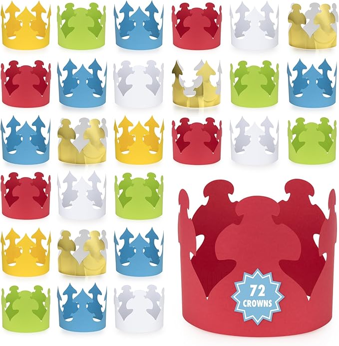 Hygloss Assorted Colors Paper Crowns 72 Pack - Paper Crowns for Kids to Decorate - Craft Activity - Blank Crown for Adults - Perfect for Parties, Celebrations - DIY Crown Crafts