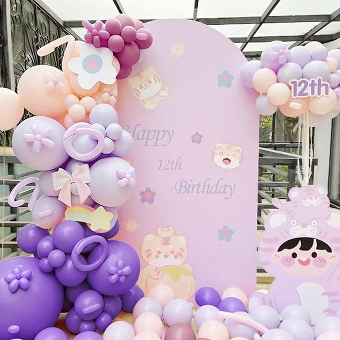 Dusty Purple Balloon Garland Kit, 166Pcs Pastel Lavender and Macaron Orange Balloons for Girls Women Princess Wedding Baby Shower Birthday Party Decorations Supplies