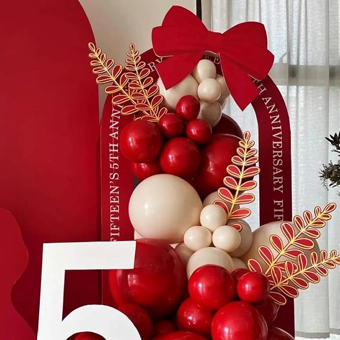 130pcs Ruby Red Balloons Different Sizes 18" 12" 10" 5" Dark Red Latex Balloon Garland Arch Kit for Birthday Baby Shower Graduation Wedding Valentine's Day Christmas Party Decorations
