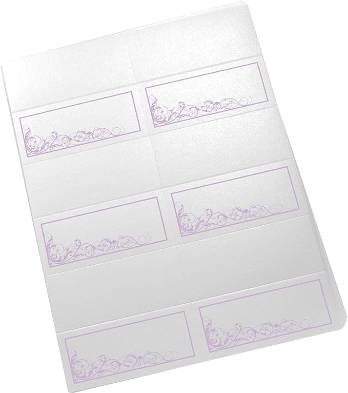Scribble Vintage Swirl Printable Place Cards, Lavender (Choose Color), Set of 60 (10 Sheets), Laser & Inkjet Printers - Wedding, Party, Dinner, and Special Events