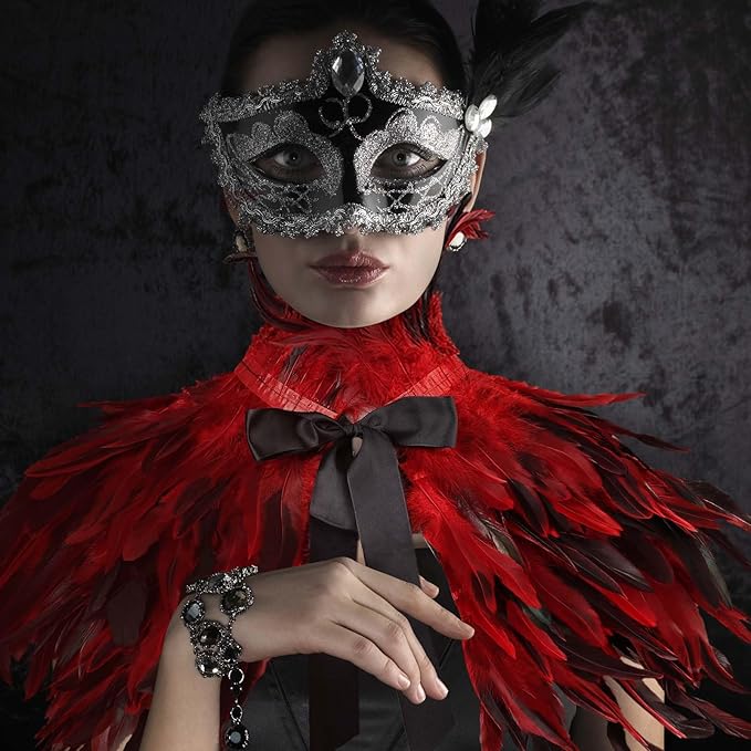Gothic Natural Feather Shrug Feather Shawl Wrap Cape Victorian Collar for Halloween Cosplay Party Costume Accessories