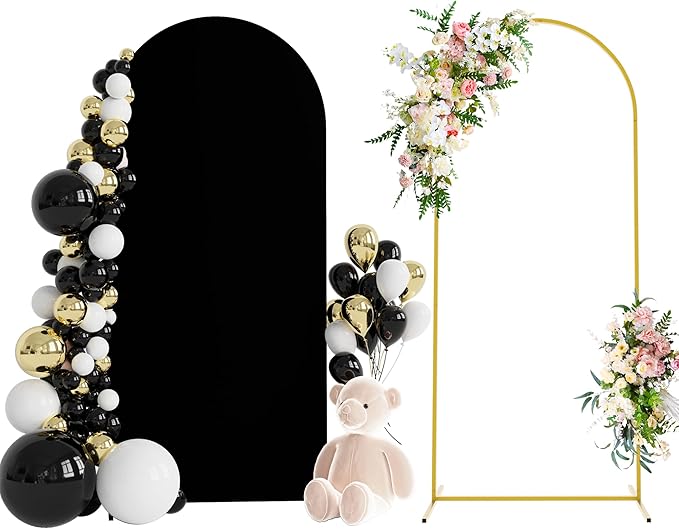 Wokceer 6 FT Wedding Arch Backdrop Stand and Arch Cover Metal Arch Stand with Arch Stand Cover for Birthday Party Wedding Ceremony Bridal Baby Shower Event Decor