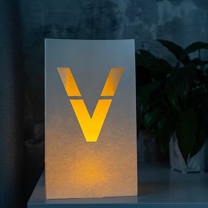 Light Up Letter V - Luminary Bags Perfect for Personalized Happy Birthday Banner, Proposal Decorations, Engagement Party Decorations and Congratulations Banner for Your Loved One