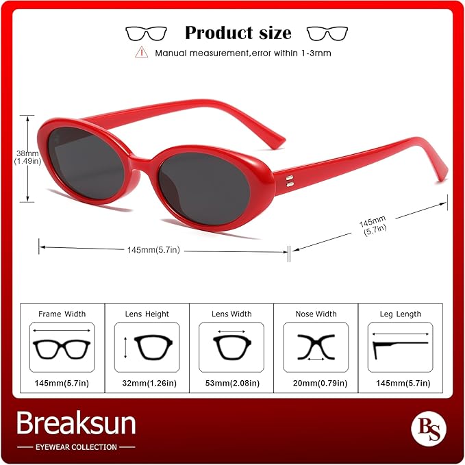 Retro Oval Sunglasses for Women Men Fashion Small Oval Sunglasses 90s Vintage Shades