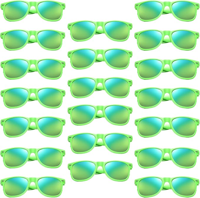 Pibupibu 10/20 Pack Neon Sunglasses for Women Men Bulk, Wholesale 80s Retro Colorful Mirrored Party Glasses Adult Unisex