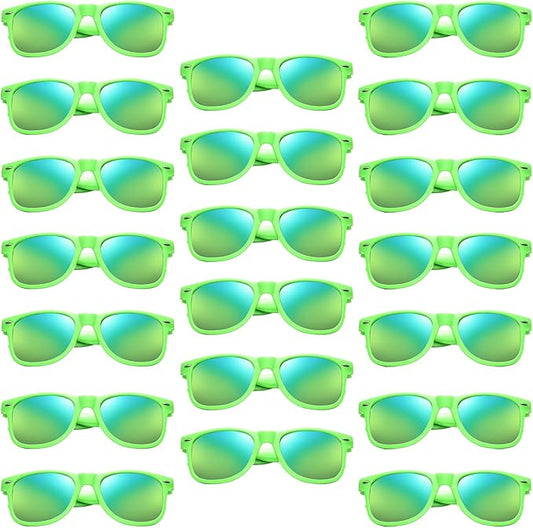Pibupibu 10/20 Pack Neon Sunglasses for Women Men Bulk, Wholesale 80s Retro Colorful Mirrored Party Glasses Adult Unisex