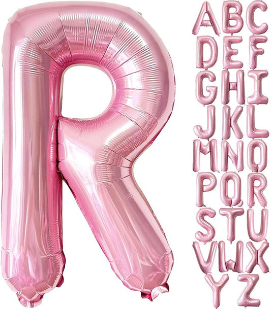 Lovoir Pink Letter R Balloons, 40 Inch Pastel Pink Letter Balloons R Foil Mylar Helium Pink Letter Balloons for Birthday Party Supplies Anniversary Event Celebration Decorations Alphabet Pink R