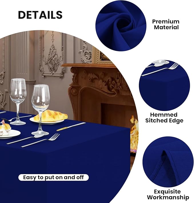 Ascoza 2 Pack Fitted Tablecloth for 8 Foot Rectangle 96 x 30 Inch Royal Blue Table Covers Water Resistant Polyester Cloth for Folding, Parties,Display, Trade Show (Royal Blue)
