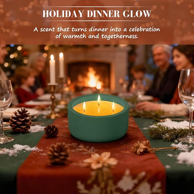 Viyffo Fall Candles - Pine & Cinnamon, 3 Wick Large Scented Candle, 20oz Soy Candles for Women & Men, Non Toxic Aromatherapy Candle, Ceramic Velas Perfect for Autumn Home Decor & Gift