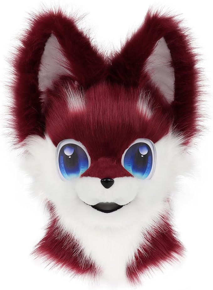 Animal Head Mask Furry Fursuit Plush Dog Fox Masks for Halloween Parties Cosplay Costume Accessory