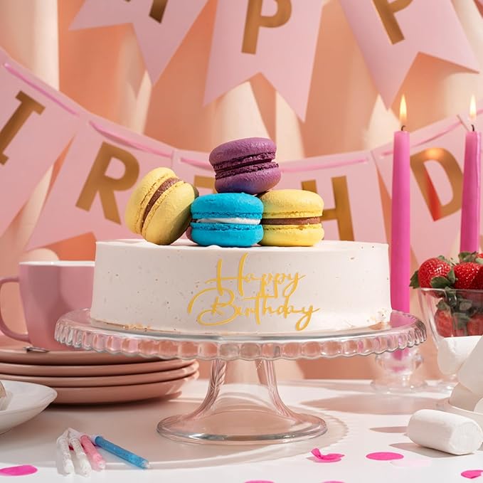 24 Pcs Happy Birthday Cupcake Toppers, Cupcake Topper Acrylic Cake Topper Sign Mini Cakes Supplies Cupcakes Decoration for Celebrating Happy Birthday Anniversary Theme Party