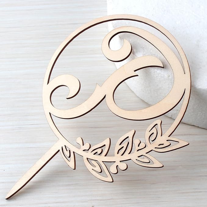 LINGTEER Personalized Inital Letter P Wooden Cake Topper Perfect for Birthday Rustic Wedding Anniversary Party Keepsake Decoration