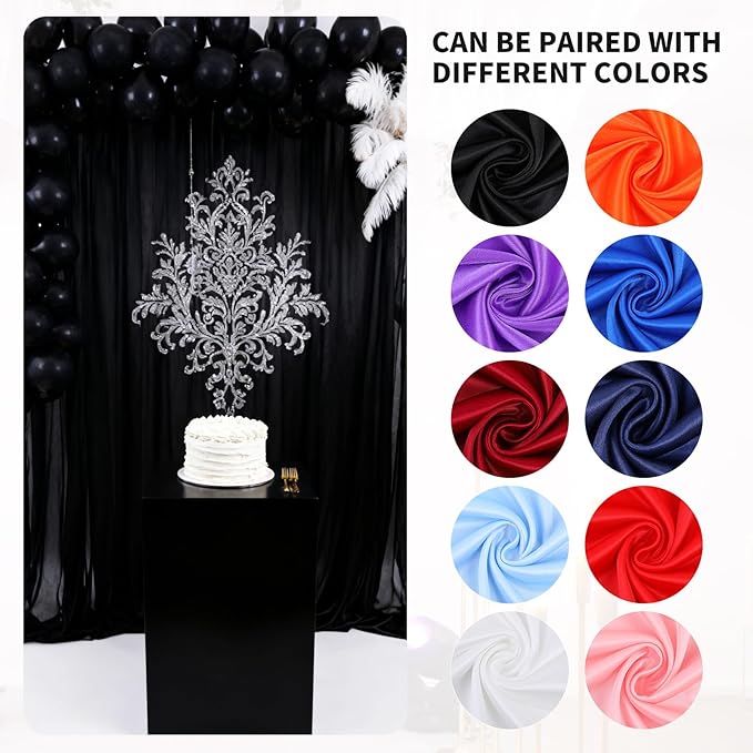 5x10FT Photo Stage Backdrop 2 Panels Curtains Drapes for Photography and Party (Black)