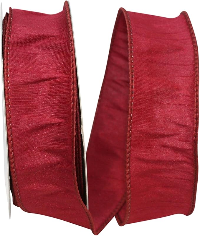 Reliant Ribbon 92975W-201-09F Dupioni Supreme Wired Edge Ribbon, 1-1/2 Inch X 10 Yards, Wine