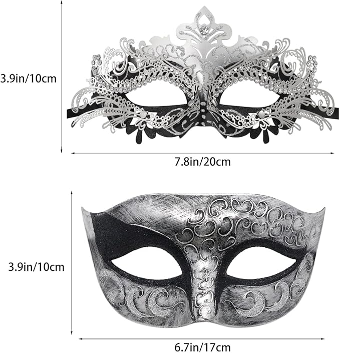 Coddsmz Couple Masquerade Mask Set - Venetian & Mardi Gras Mask for Women & Men