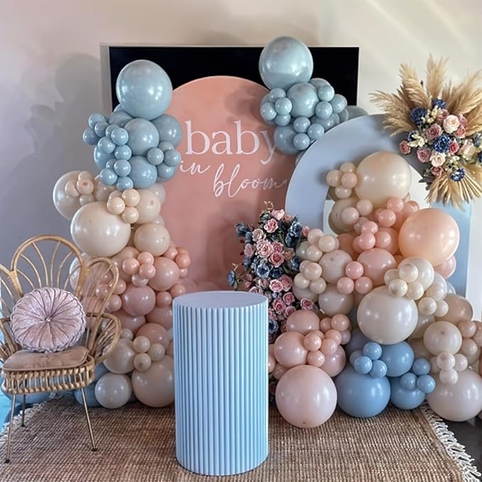 Dusty Blue and Pink Balloons, 50pcs Retro Pink and Blue Balloons, Rose Gold Balloon Metallic Light Balloon for Girl Boy Boho Birthday Party Baby Shower Wedding Gender Reveal Decorations