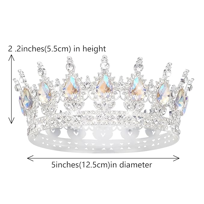 Queen Crown Rhinestone Wedding Crowns and Tiaras for Women Costume Party Hair Accessories Princess Birthday Crown Crystal Bridal Crown (Silver & Moonlight Crown)