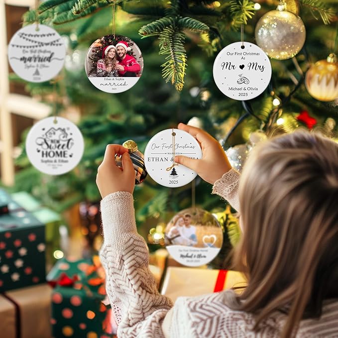 Personalized First Christmas in Our New Home Ornament 2025, Housewarming Gifts New House Photo Christmas Ornaments Christmas Tree Decoration, House Warming Gifts for Couples Owners Men Women