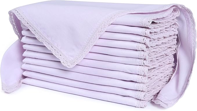 Ramanta Home Linen Flax Cloth Napkins Set of 24 | 18x18 Inch | Premium Cotton Linen Flax Lace Soft & Durable | Washable Ideal for Everyday Use Parties Thanksgiving Christmas Halloween Lavender