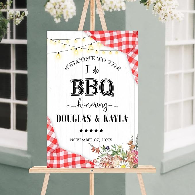 Personalized I Do BBQ Welcome Sign, I Do BBQ Sign, Welcome Sign For BBQ Rehearsal Dinner, BBQ Engagement Party Sign, Couples Shower BBQ Sign, BBQ Yard Sign, I Do BBQ Decorations