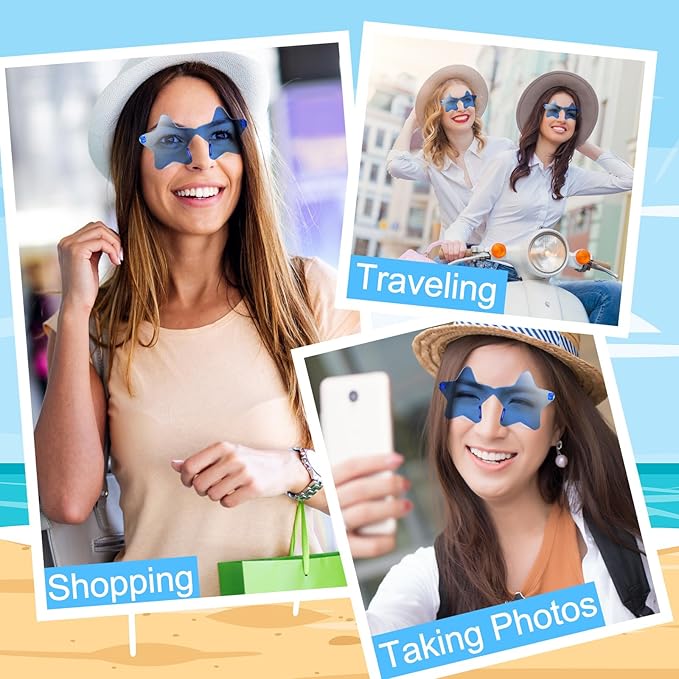 Morcheiong 10/20/30/40 Pack Star Sunglasses Colorful Rimless Sunglasses, Cool Pool Wedding Party Favor Pentagram Glasses