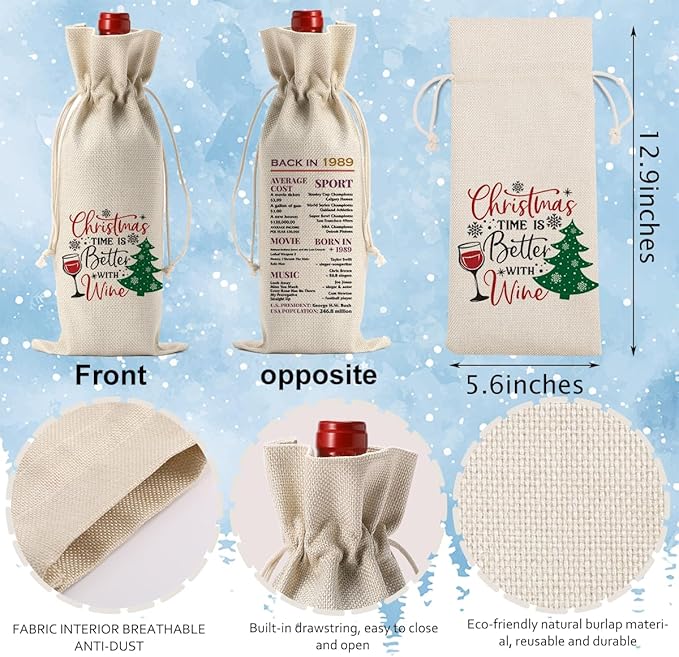 Funny Christmas Wine Bag, Christmas Wine Bottle Cover, Merry Xmas New Year Vacation Party Decorations, Funny Xmas Holiday Wines Bottles Gifts for Women Men
