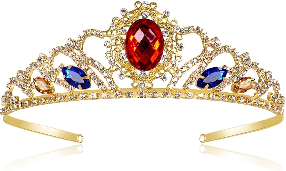 Princess Dress Up Accessories Tiara Crown Sparkle Gold Crown for Birthday Christmas Halloween Cosplay