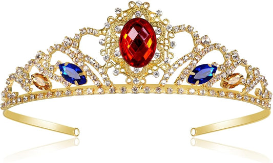 Princess Dress Up Accessories Tiara Crown Sparkle Gold Crown for Birthday Christmas Halloween Cosplay