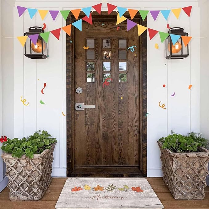 Fall Maple Leaves Door Mat, Autumn Maple Leafs Welcome Mat Non-Slip Entr Doormat Floor Mats Indoor Outdoor Home Living Room Kitchen Autumn Harvest Vintage Thanksiving Fall Decoration, 30"x18"inch