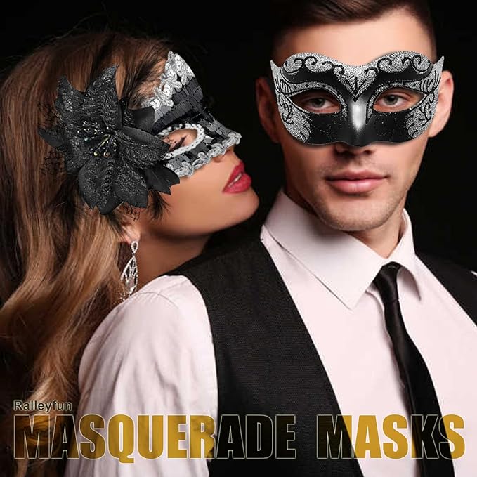 Couple Masquerade Masks for Women Men Venetian Masks for Halloween Carnival Costume Party Prom Ball