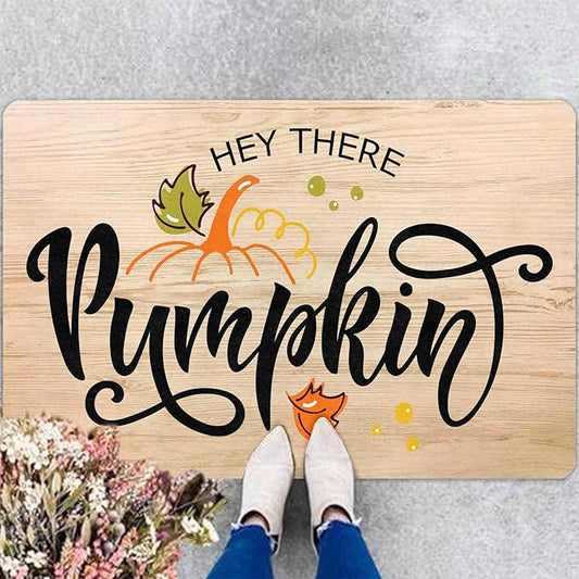 Happy-Thanksgiving Hello Fall Door Mat, Pumpkin Welcome Mat for Indoor Outdoor Entrance Floor Mats Non Slip Vintage Doormat for Autumn Halloween Thanksgiving Farmhouse Decor, 24"x16"inch