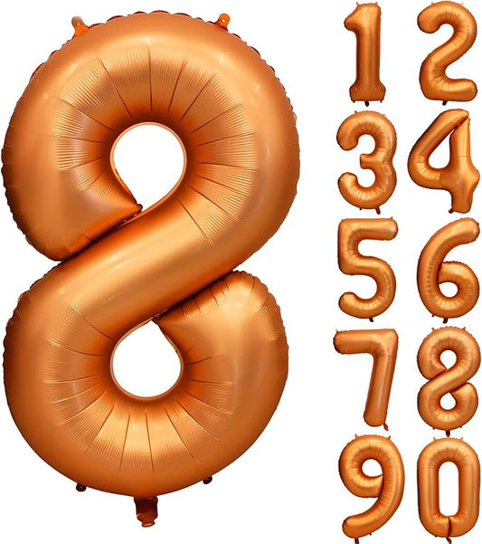 40 inch Orange Number Balloon Giant Foil Helium Balloons for 8th Birthday Party Decorations