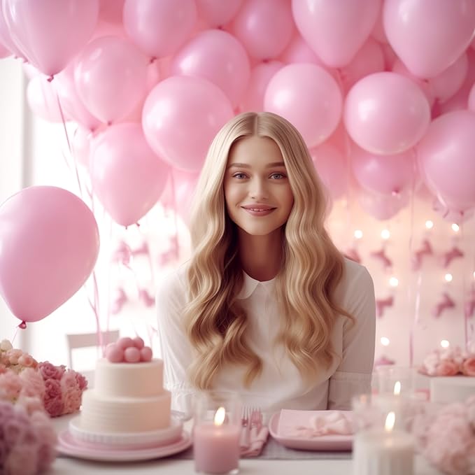 130PCS PastelPink Balloons, Latex Balloon Different Sizes 18/12/10/5 Inch, Helium Balloons with Ribbon, Party Balloon Set for Birthday Wedding Graduation Anniversary Baby Shower Decoration