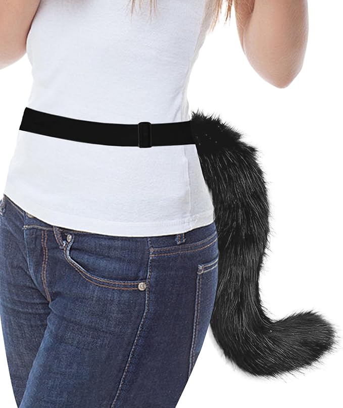 HAOAN Furry Fox Mask Wolf Fox Tail and Paw Gloves Set Adult Cat Halloween Mask Cosplay Animal Party Costume